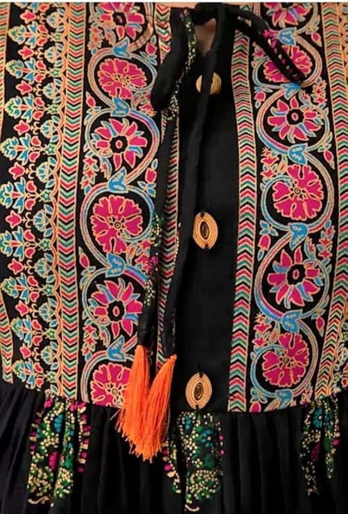 Women's Embroidered Tunic Top, with Floral Design, 3/4 Sleeves, Traditional Pattern