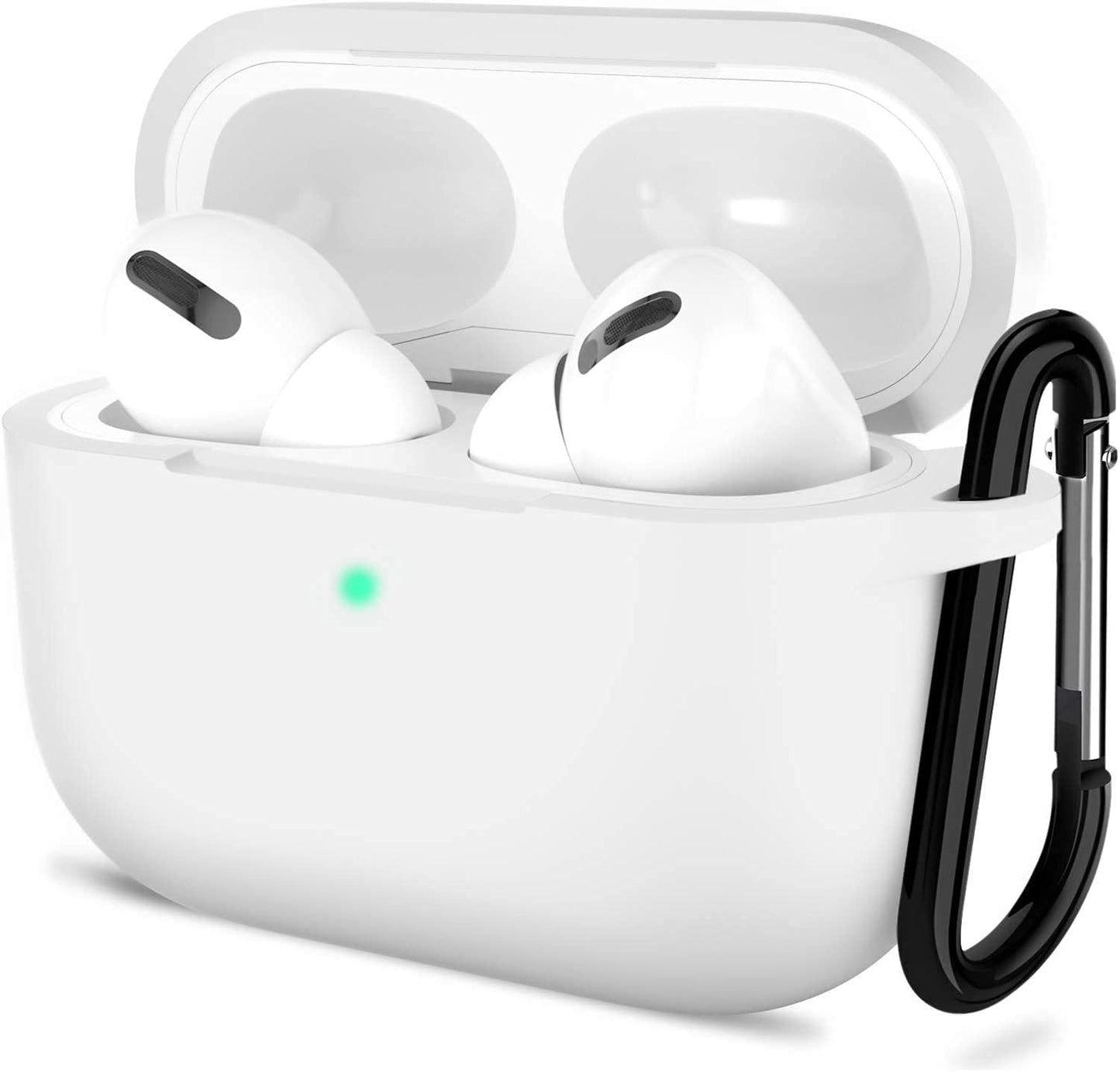 Sounce AirPods Pro Case, Soft Silicone Skin Case Cover Shock-Absorbing Protective Case with Keychain Compatible with AirPods Pro [Front LED Visible] (Black)